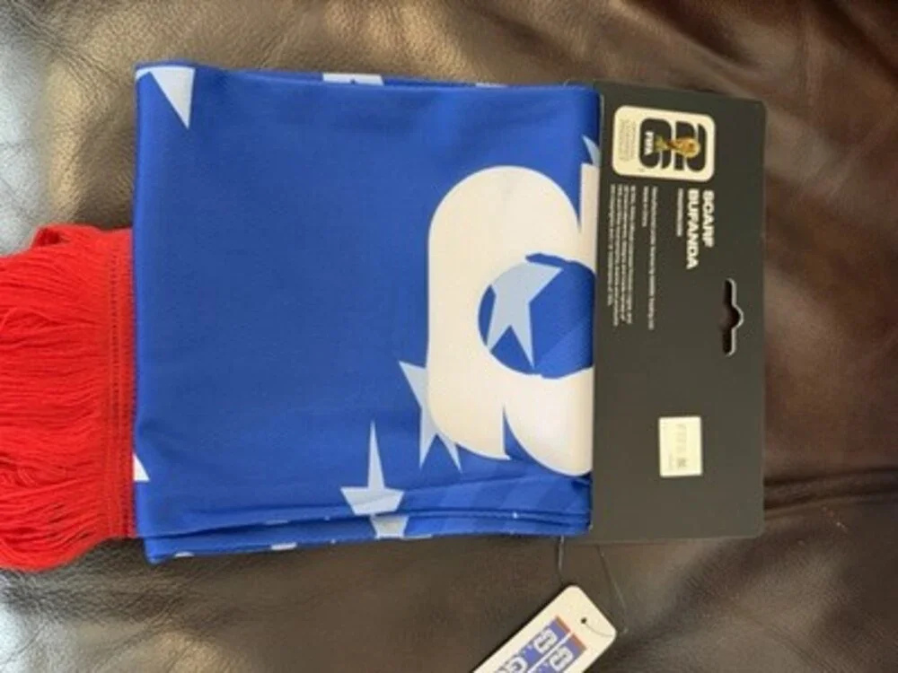 USA FIFA Officially Licensed Fan Scarf - Blue with White Red Accets Fringe